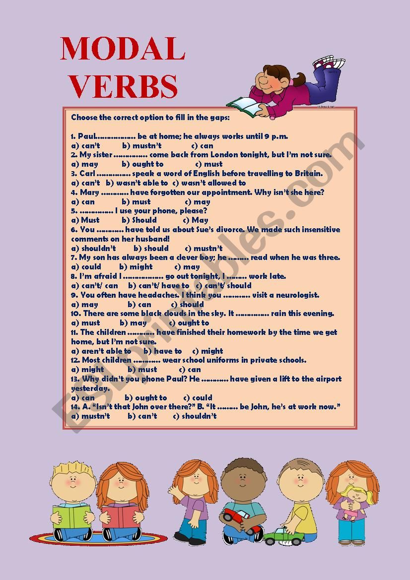 modal verbs worksheet