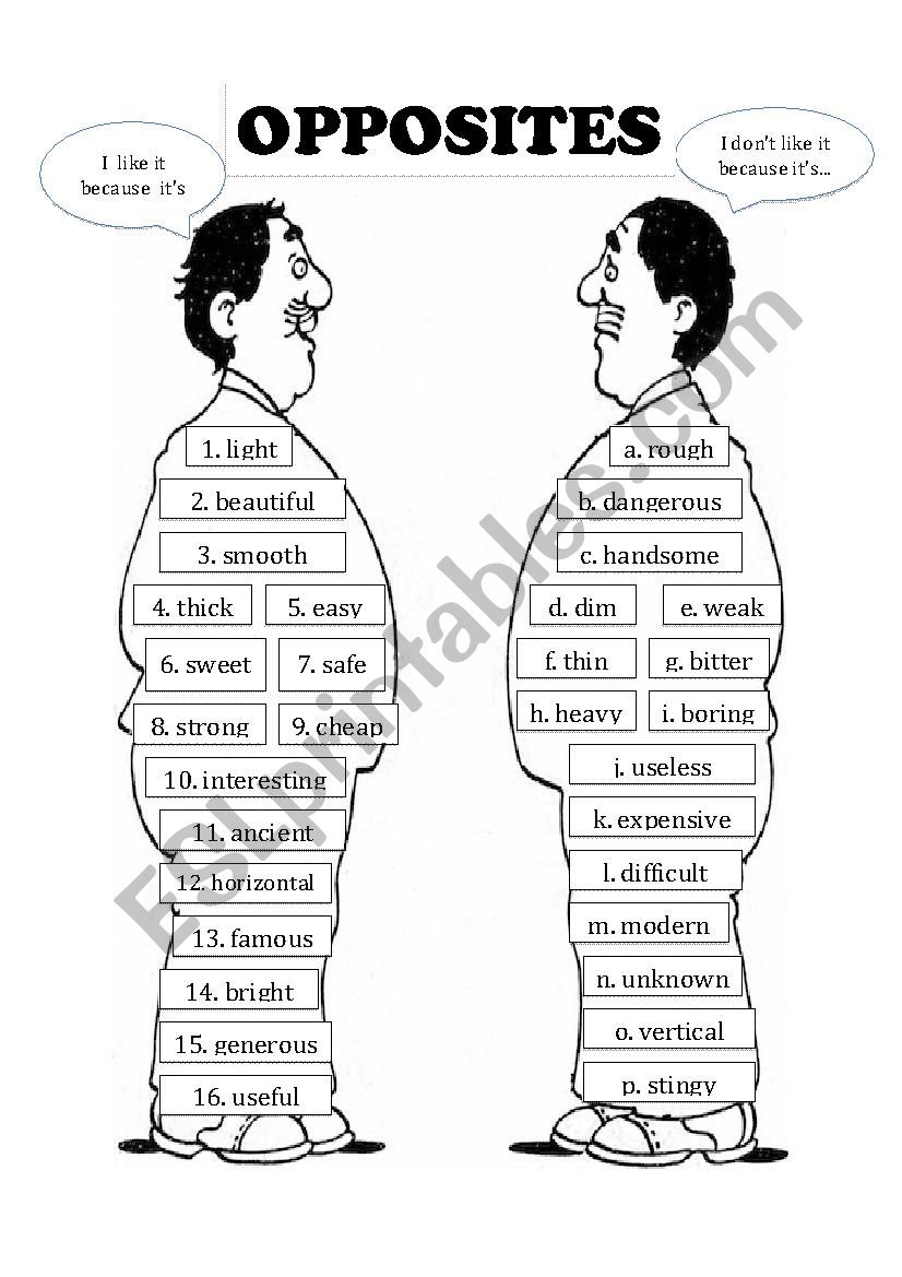 Opposites worksheet