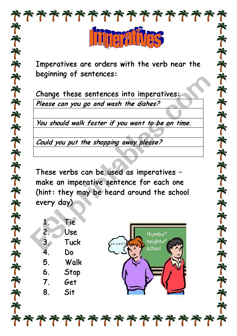 Imperative Verbs Worksheet