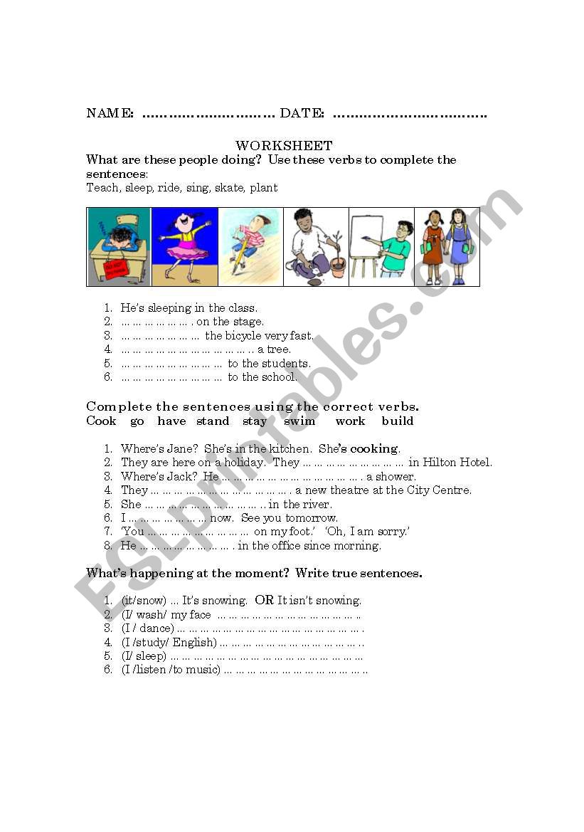 write the correct form of the verb