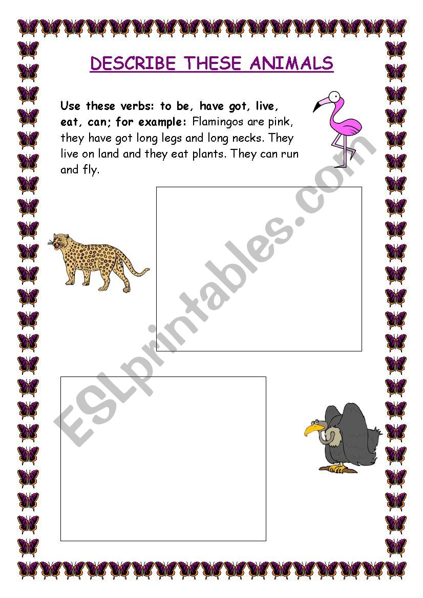 Describe an animal worksheet