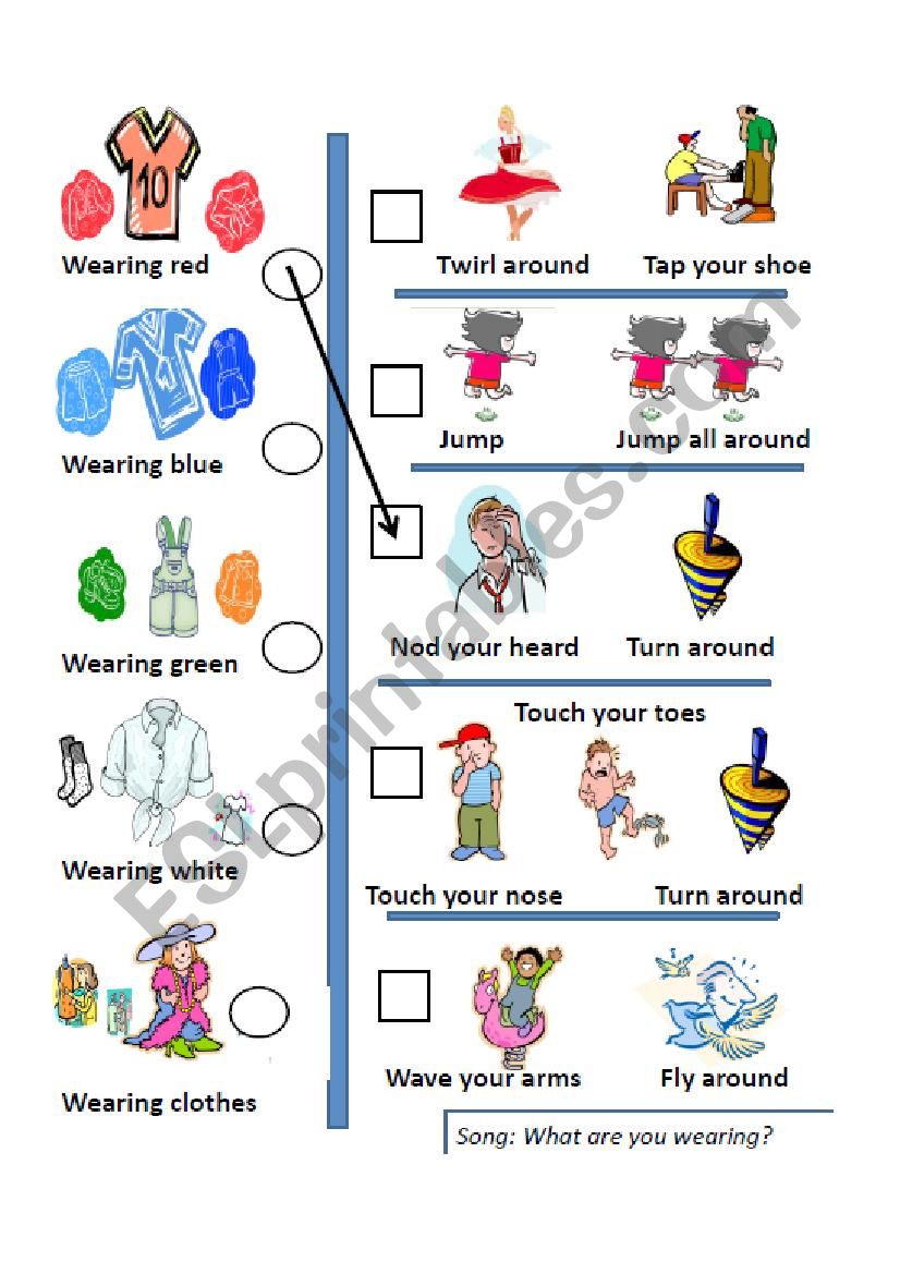What are you wearing? (SONG) worksheet