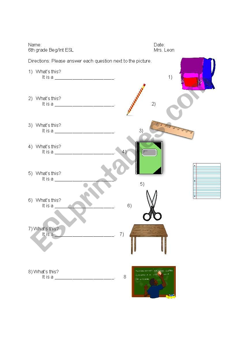 Classroom Items - WhatÂ´s this?