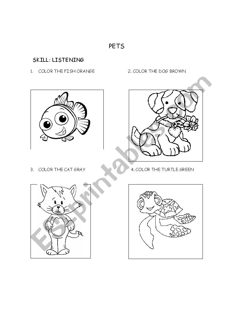 Pets worksheet