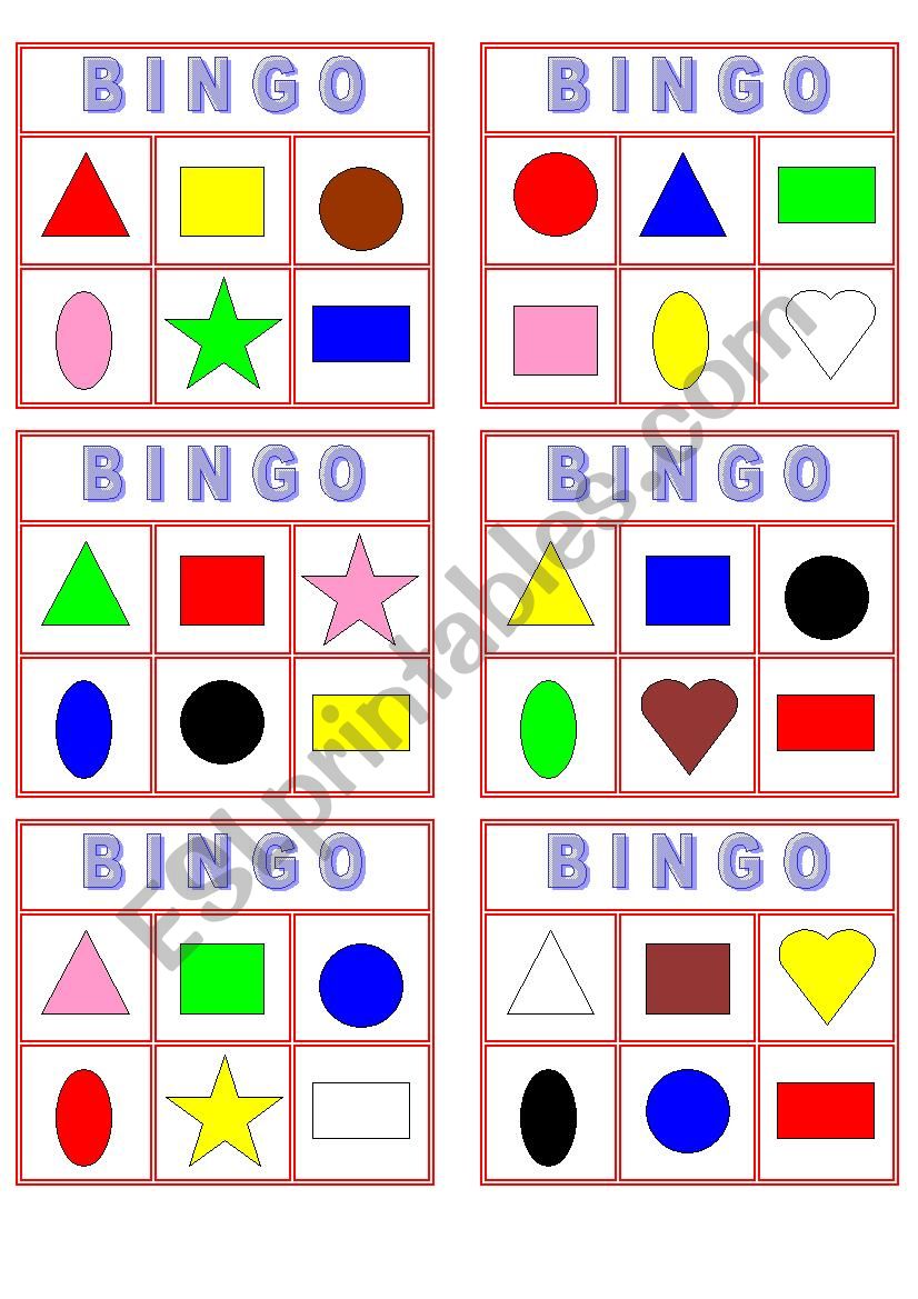 Color and shape bingo worksheet