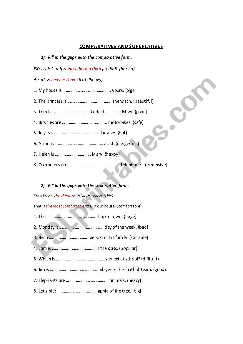 Comparatives and Superlatives 