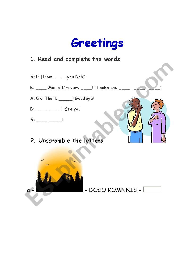 Greetings worksheet