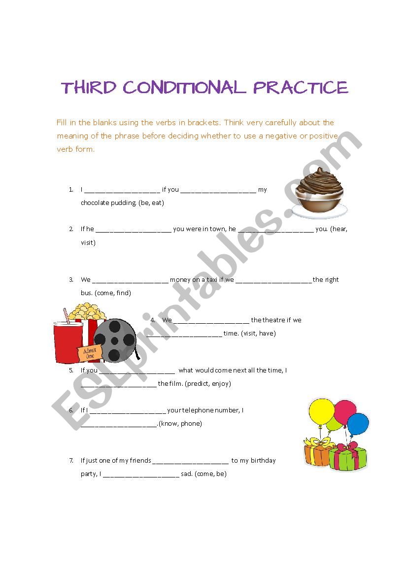 Third Conditional Practice worksheet