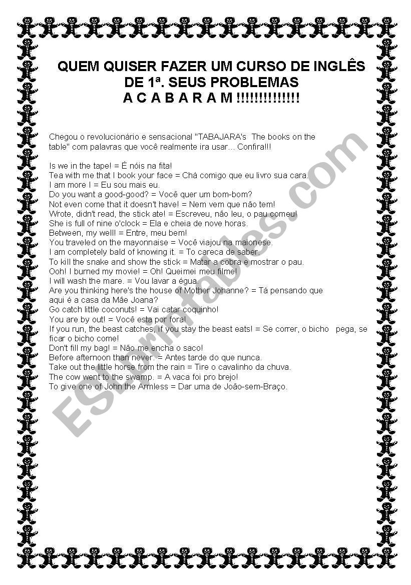 TABAJARA ENGLISH worksheet