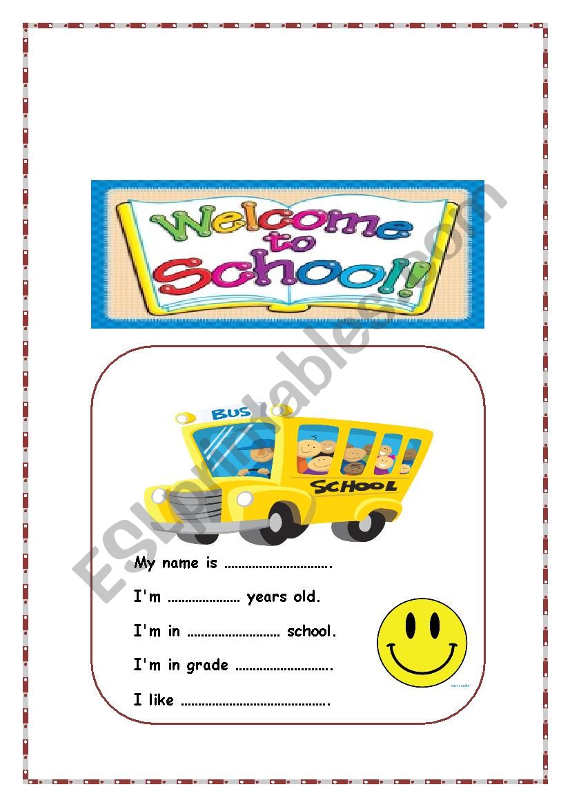 welcom back to school worksheet