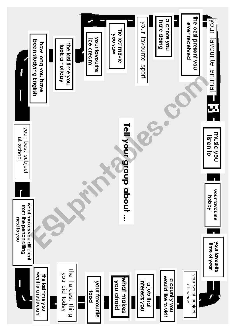 Getting to know your classmates - racing car board game