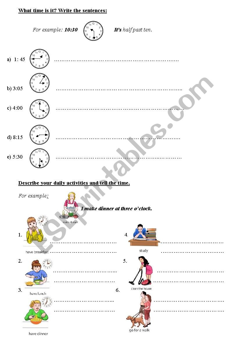 telling the time/daily activities