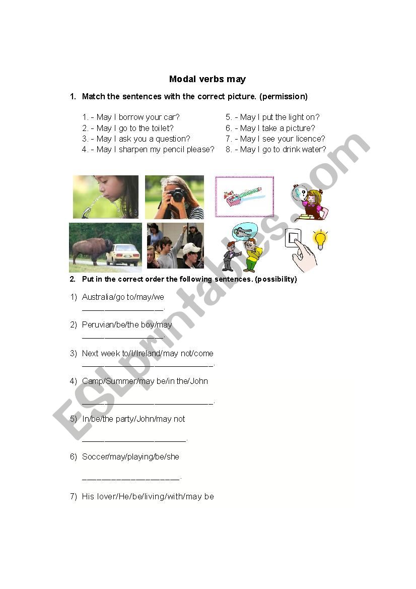 May and Might Worksheet worksheet