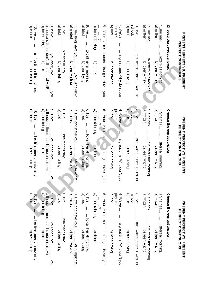 PRESENT PERFECT SIMPLE VS PRESENT PERFECT CONTINUOUS