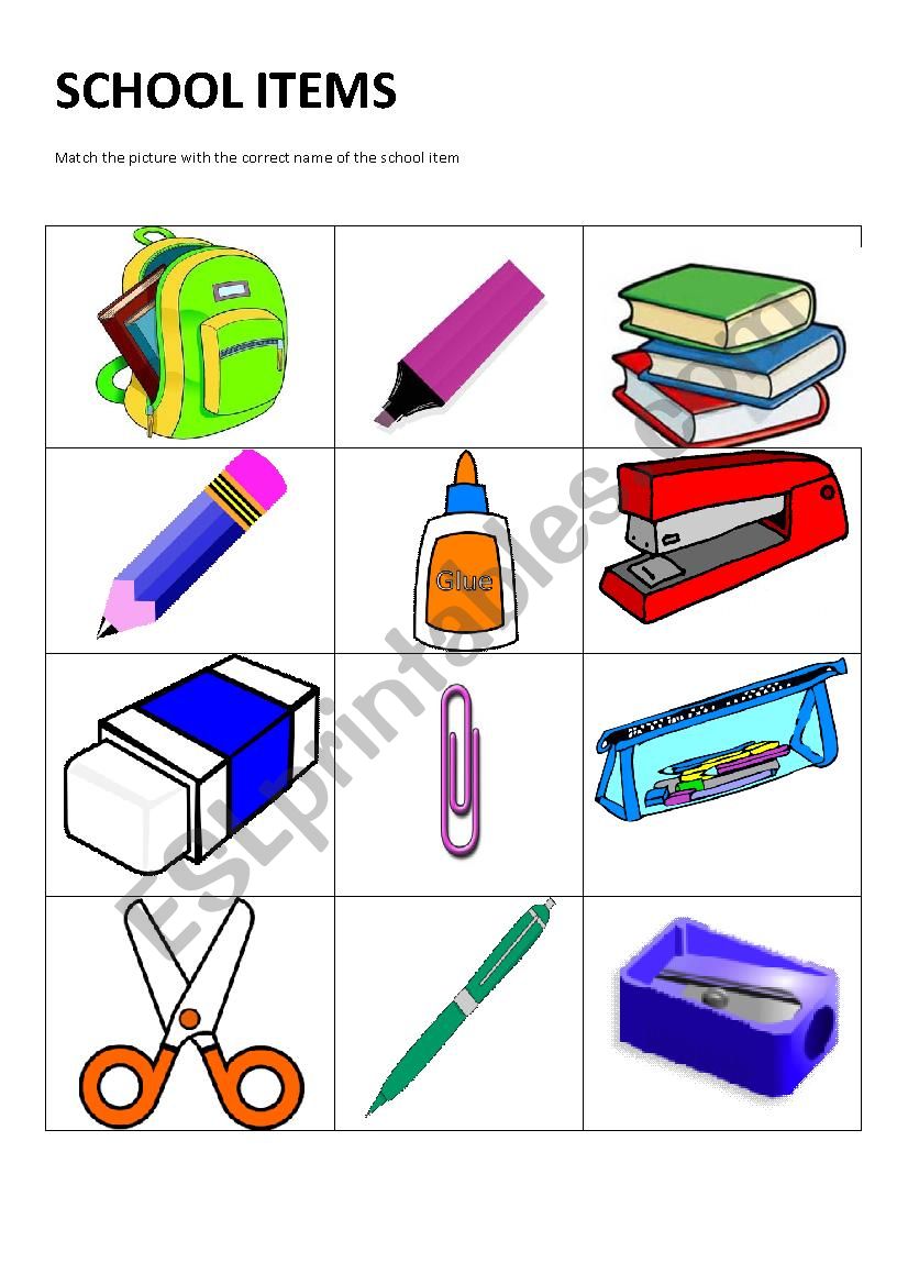 SCHOOL ITEMS worksheet