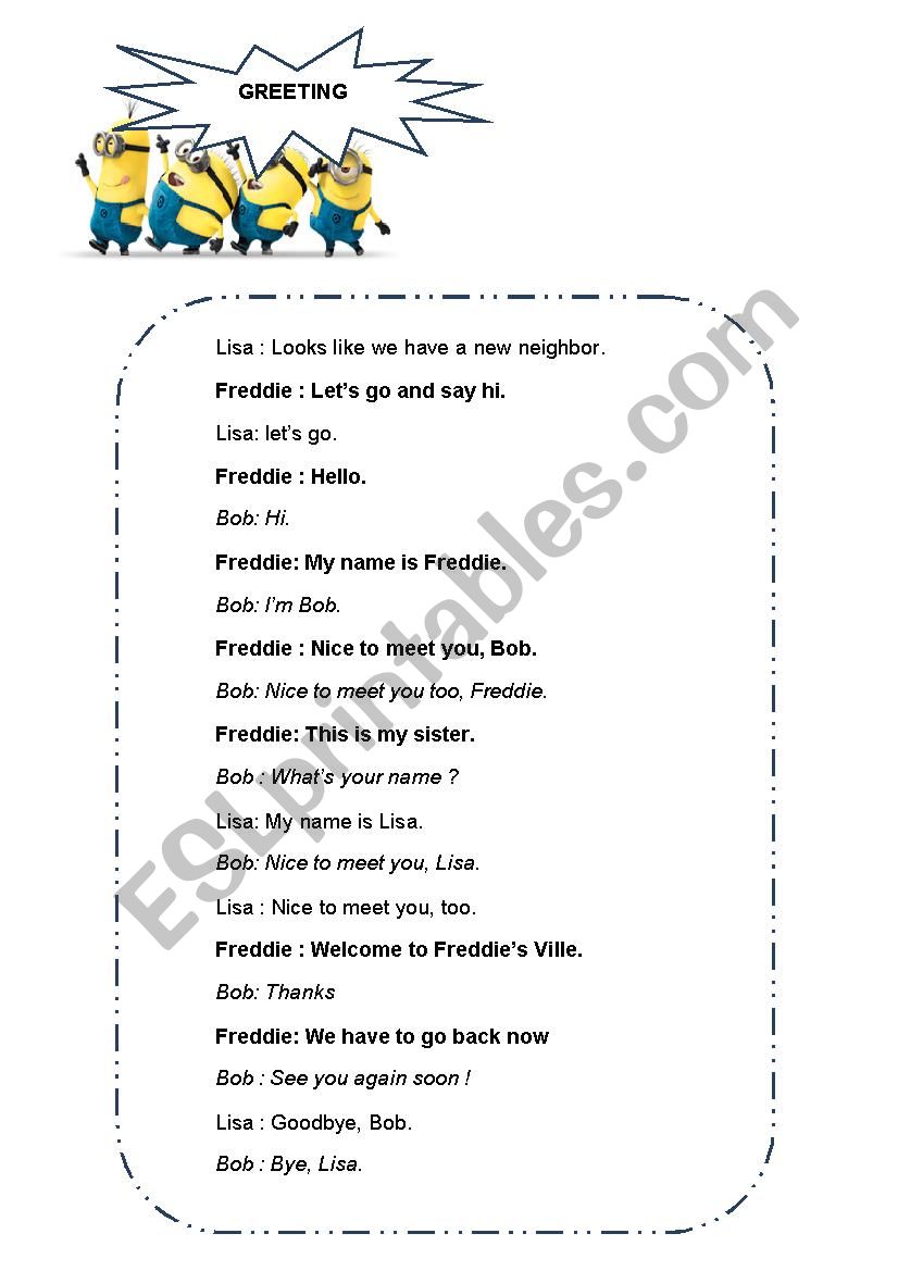 Greeting worksheet