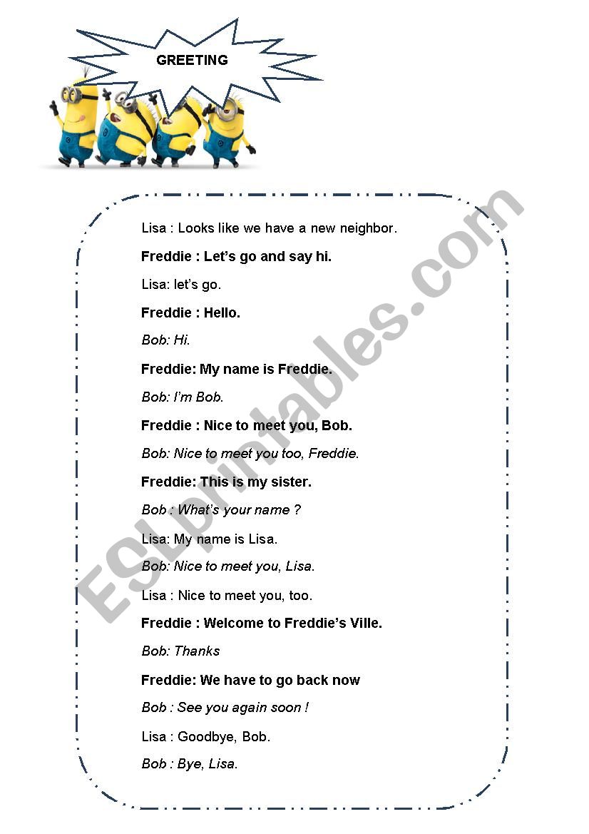 Greeting worksheet