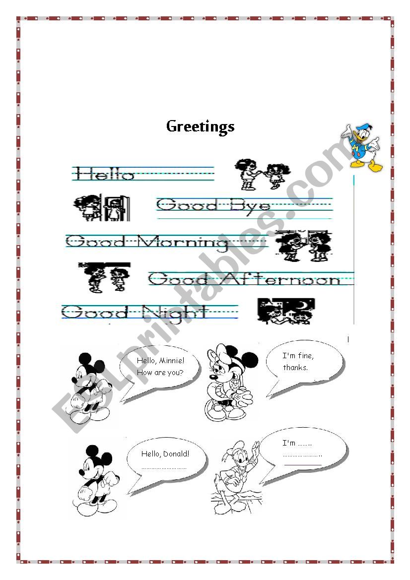 greetings worksheet