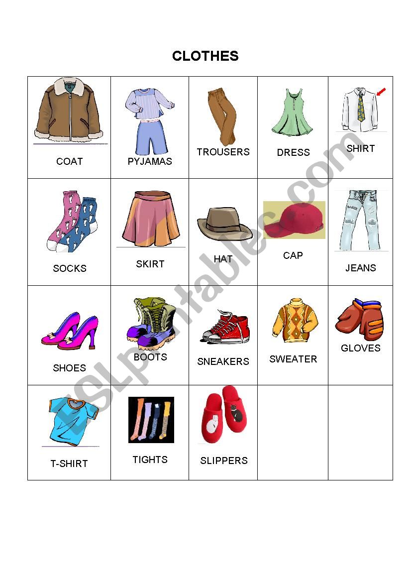 Clothes worksheet