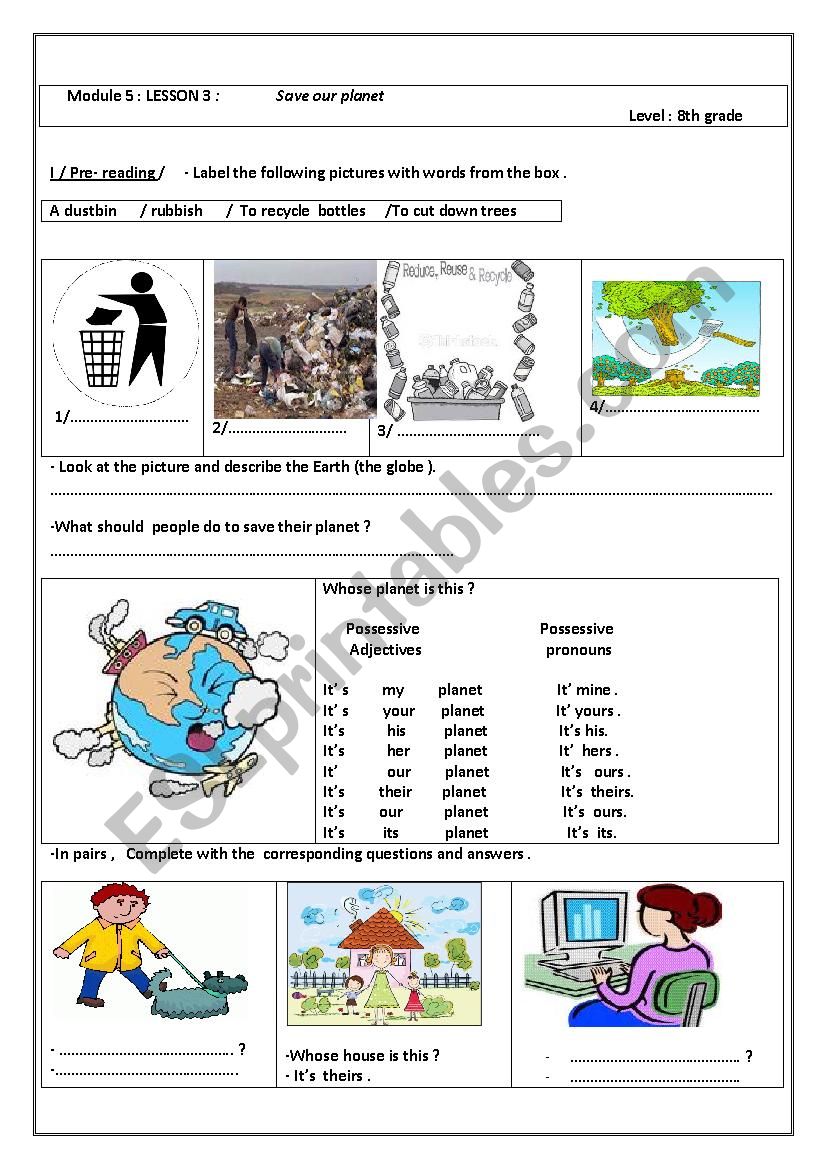 Module 5: Save our planet! worksheet Module 5: Save our planet! worksheet