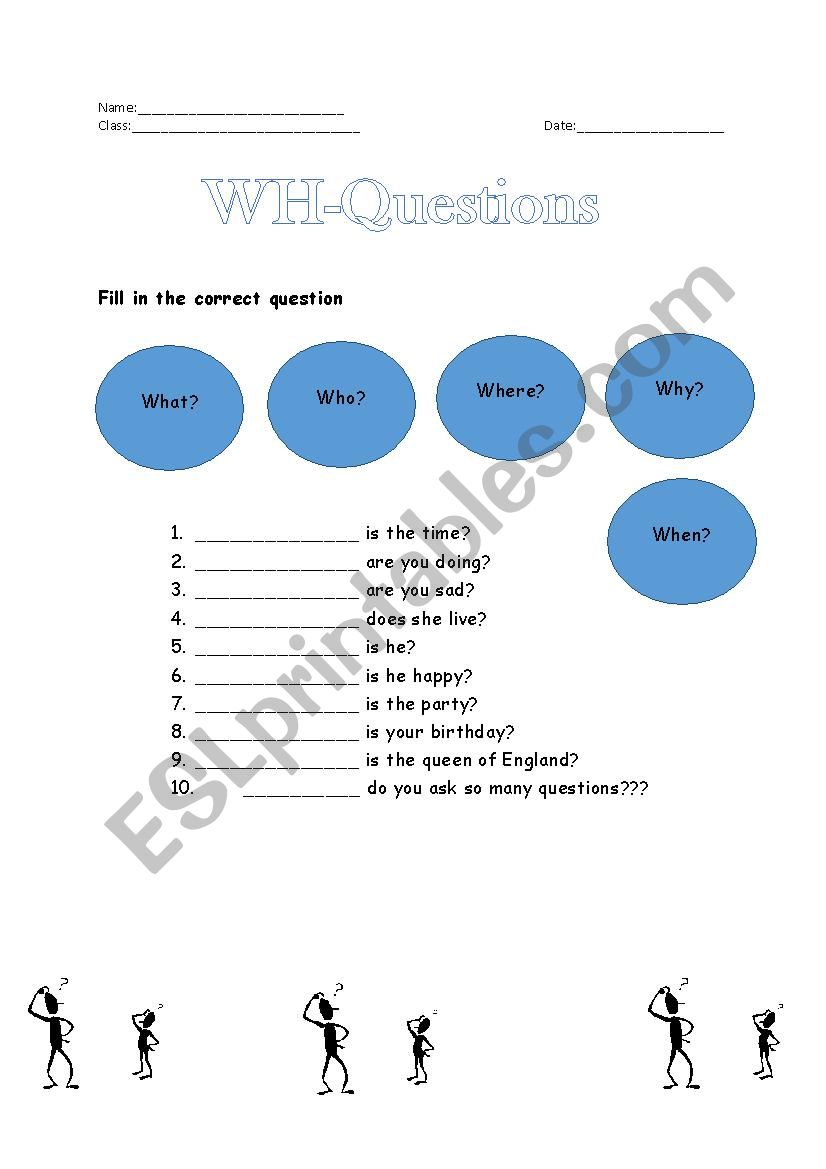 wh questions quiz worksheet
