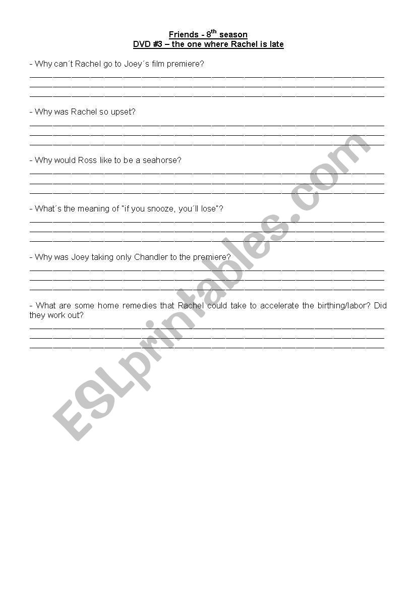 Friends 3 worksheet