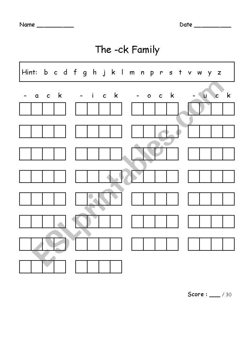 CVCC Words worksheet