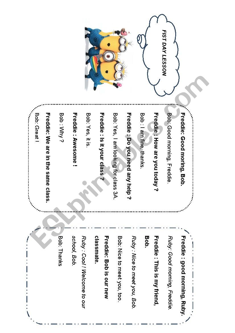 First day lesson worksheet