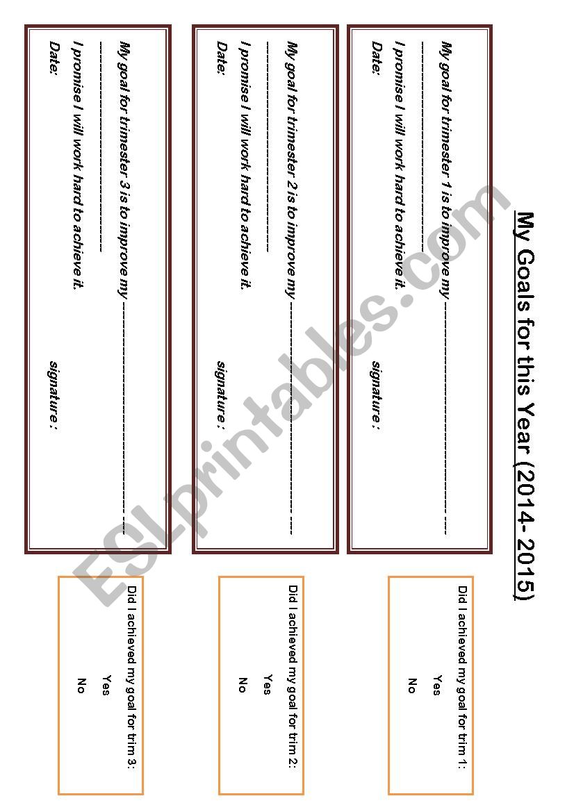 goals  worksheet