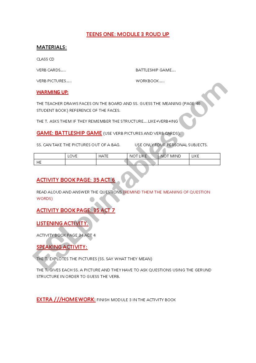 like love hate lesson plan worksheet