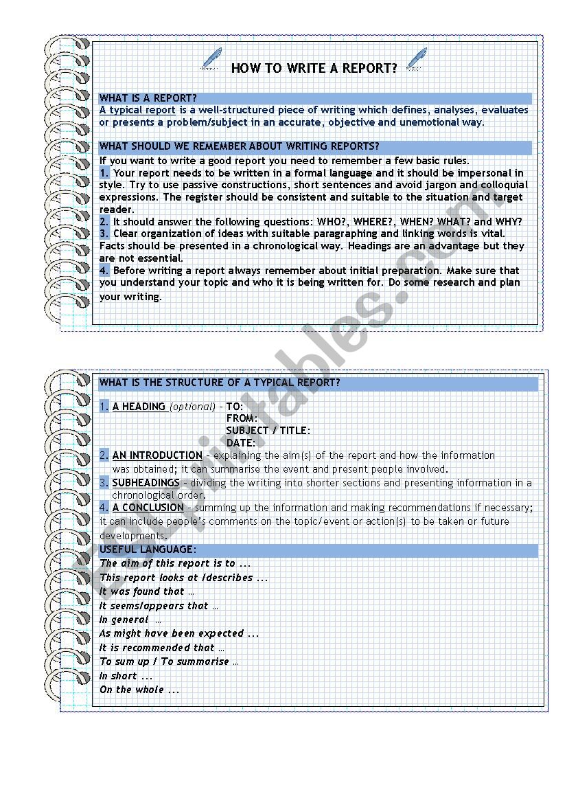 HOW TO WRITE A REPORT - A SHORT GUIDE