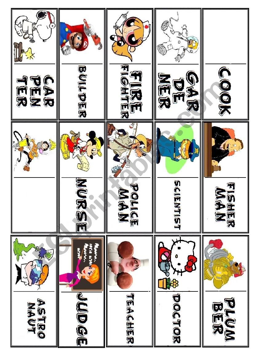 JOBS/OCCUPATIONS DOMINO! (Garfield, Homer, Snoopy...)