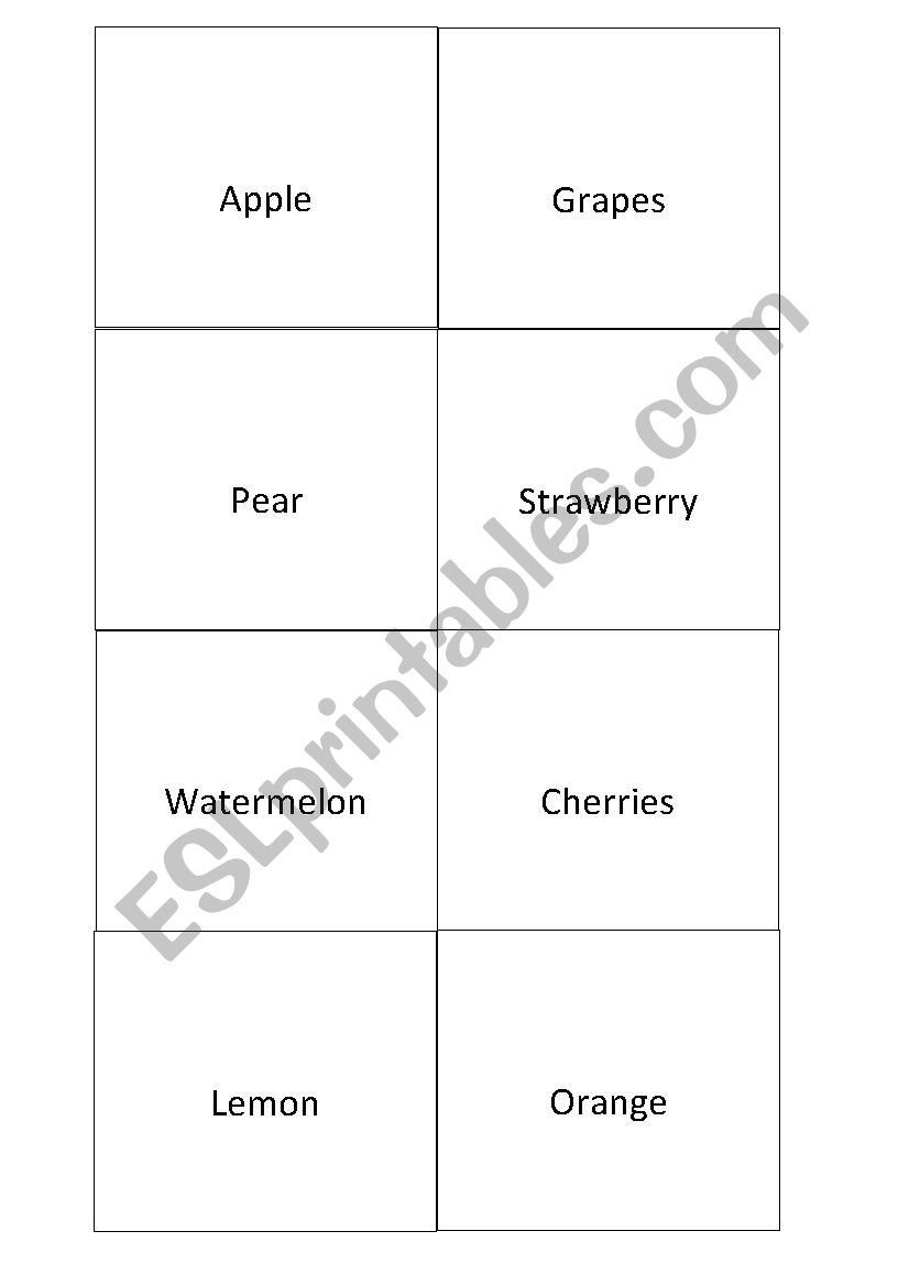Fruit with separate words worksheet