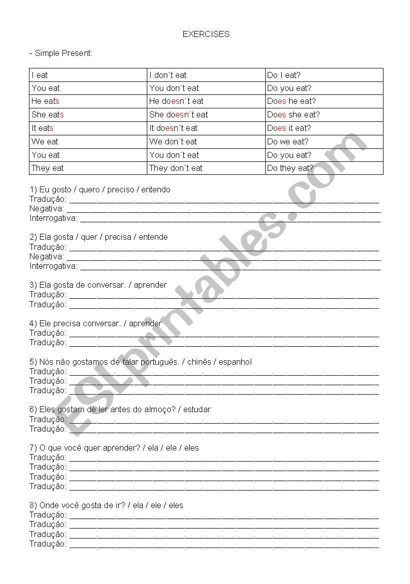 Verb Tense Exercises worksheet