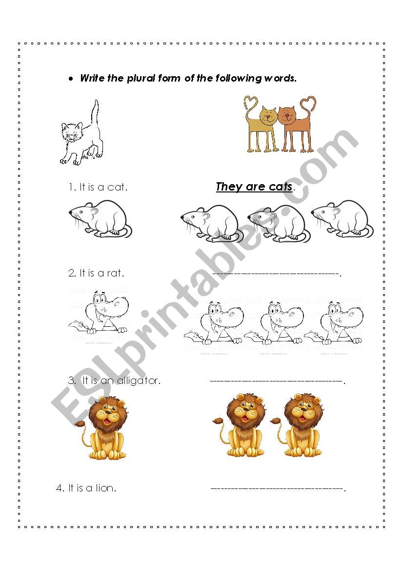 plural form- S worksheet