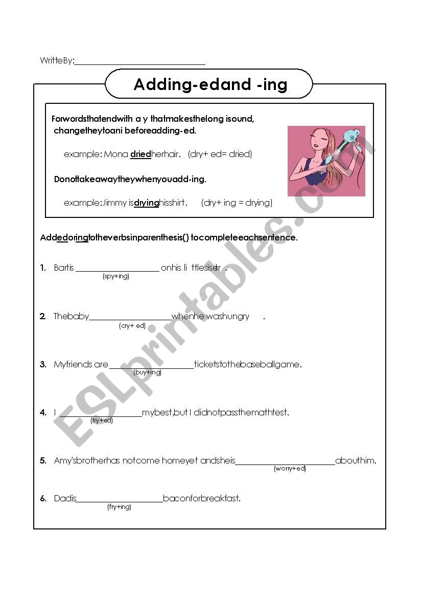 Verb tenses to adding ed and ing