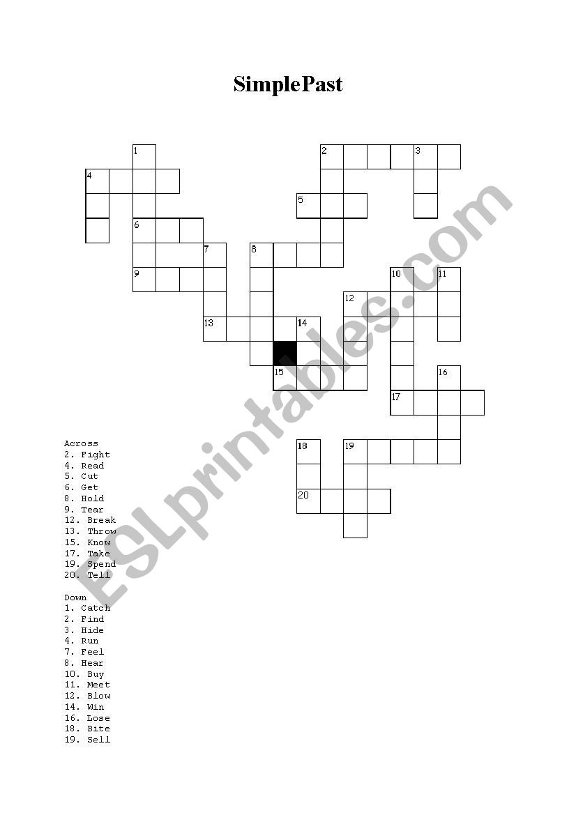 Simple Past Crossword worksheet