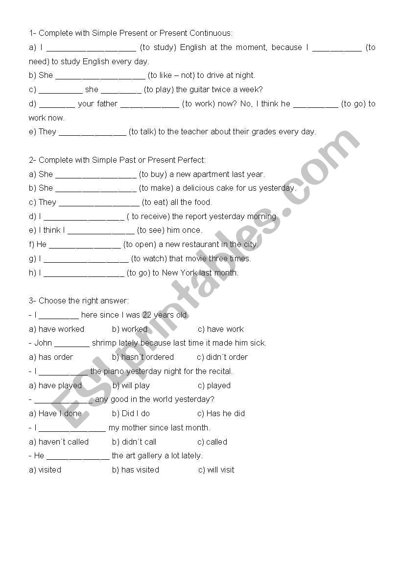 exercises for reinforcement worksheet