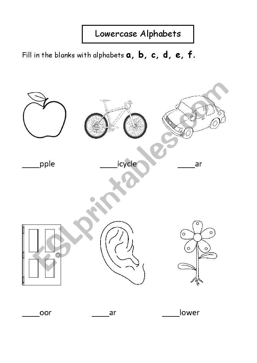 Lowercase Alphabets worksheet