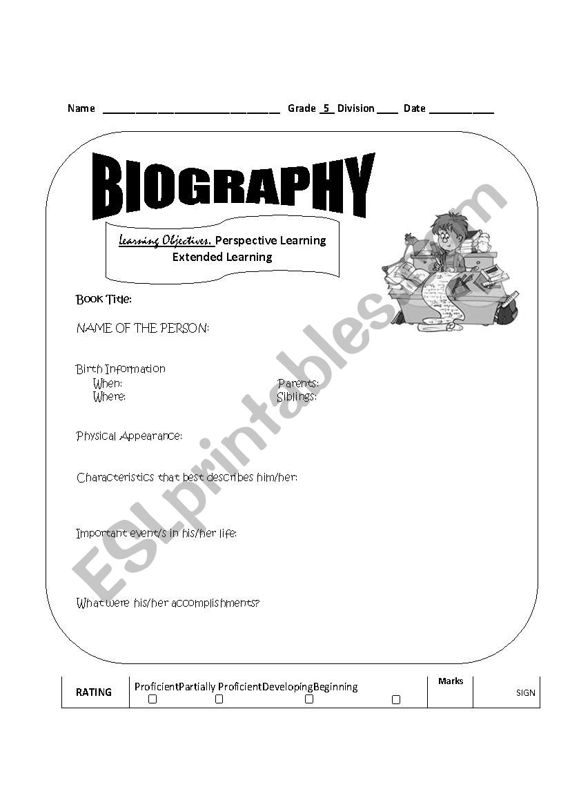 Biography worksheet