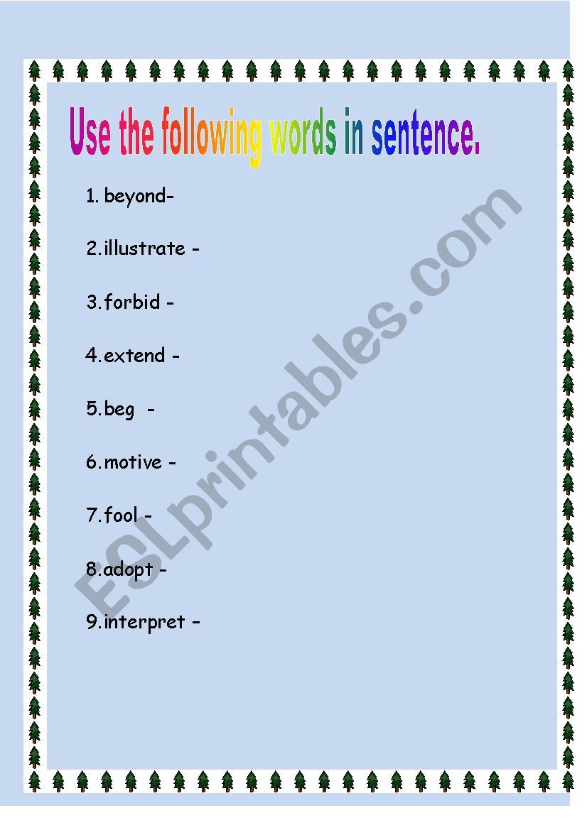 Vocabulary worksheet