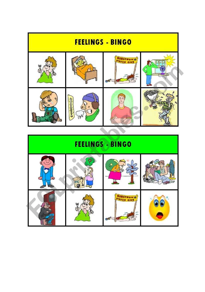 FEELINGS BINGO PART 2 worksheet