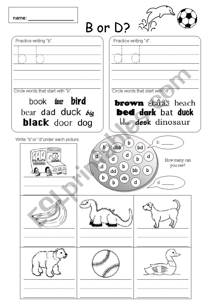 Beginning letter- b or d?: English ESL worksheets pdf & doc