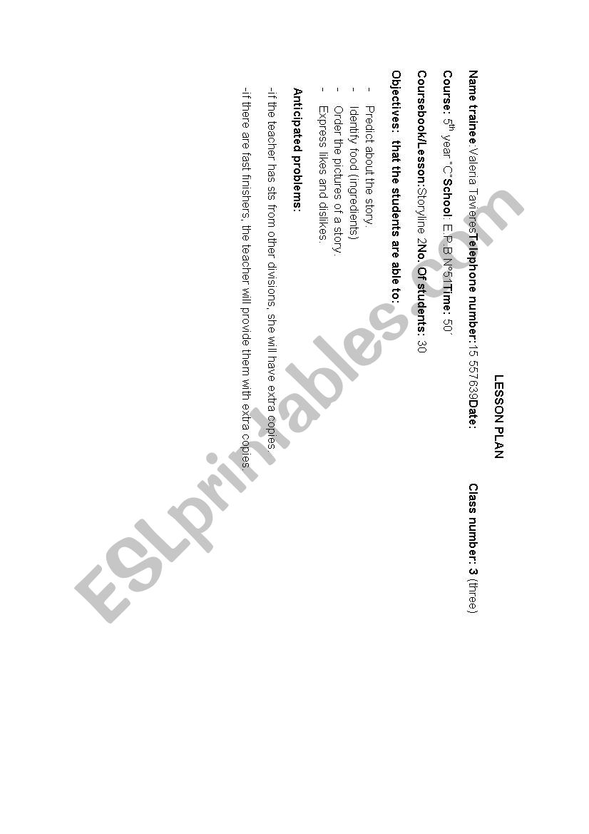 Food worksheet