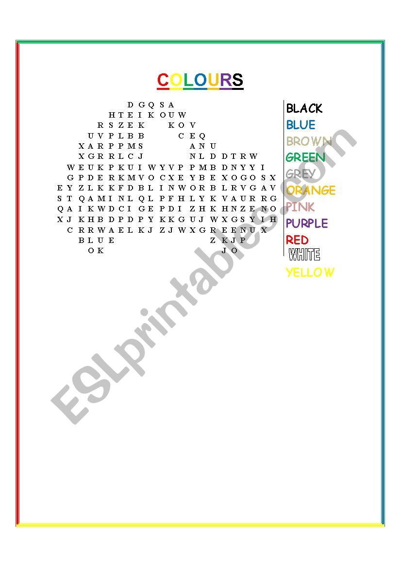 COLOURS worksheet