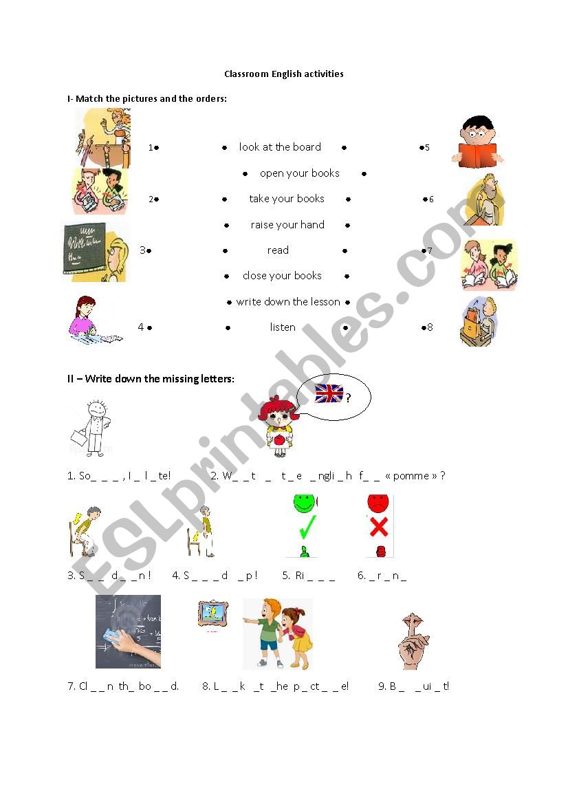 Classroom English  worksheet