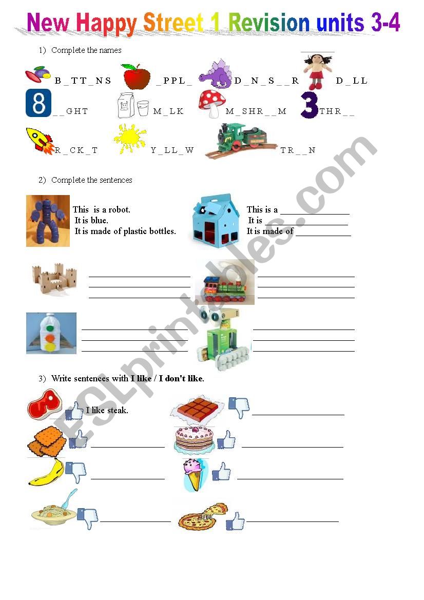 New Happy Street 1 Units 3-4 worksheet