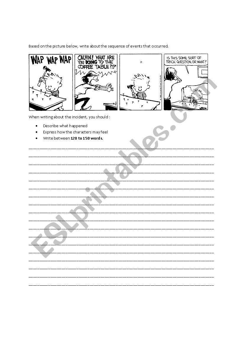 Writing exercise worksheet