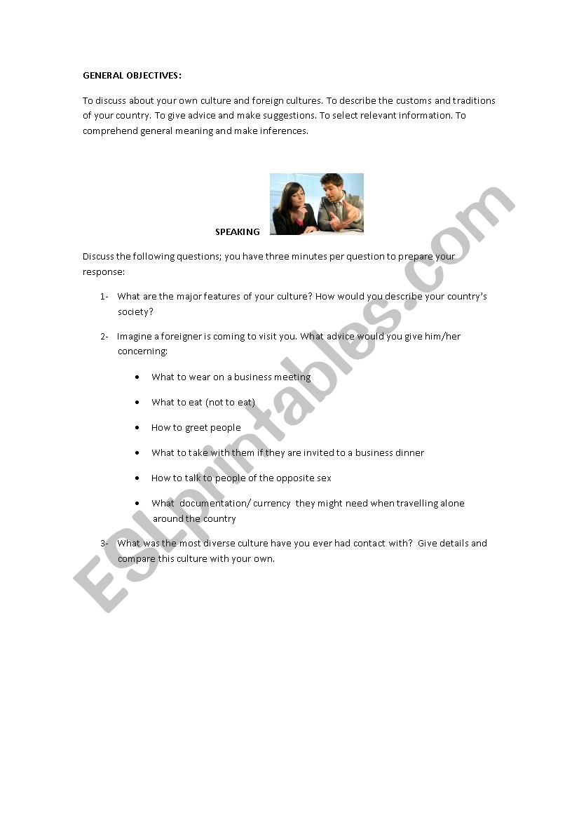 Cultural diversity worksheet