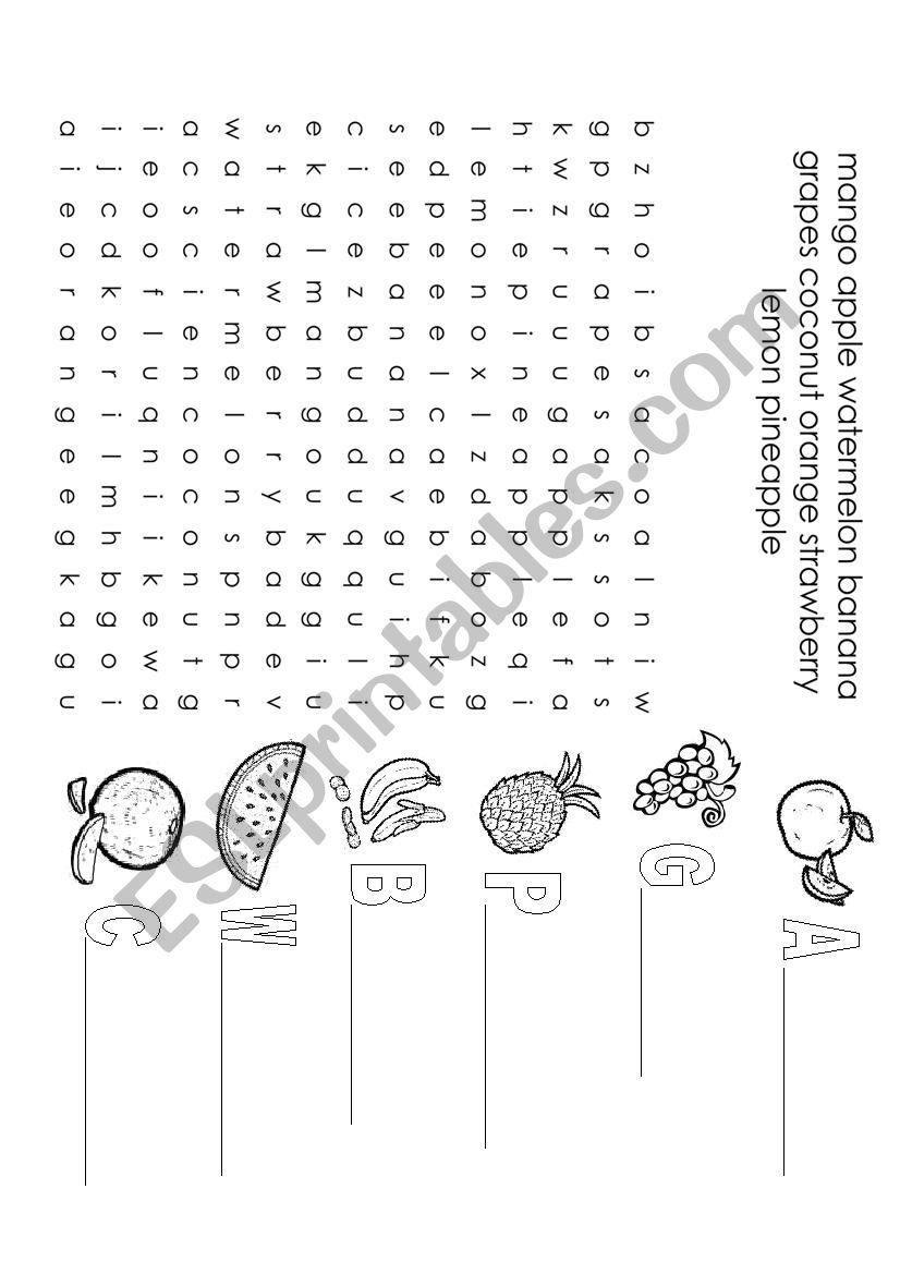 fruits wordsearch worksheet